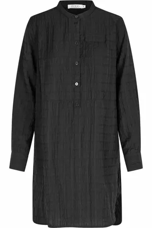 Masai Kjole, Dame, Sort, 2XL, Textureret skjortekjole