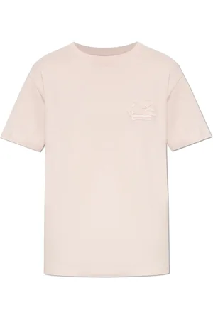 Etro Top, Herre, Lyserød, XL, Bomuld, Bomulds T-shirt med broderet logo