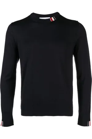Thom Browne Strik, Herre, Blå, L, Uld, Crew Neck Jumper RWB Stripe