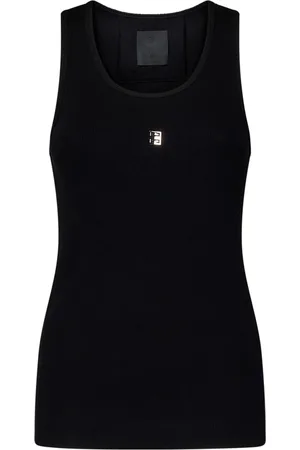 Givenchy Top, Dame, Sort, S, Bomuld, Sort Top med Metallic Logo