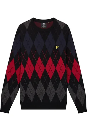 Lyle & Scott Strik, Herre, Sort, M, Uld, British Argyle Crewneck Jumper