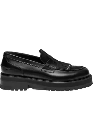 Dondup Sko, Dame, Sort, 38 EU, Læder, Læder Loafers med Frynsedetaljer