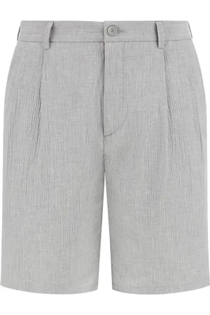 Boggi Milano Shorts, Herre, Grå, XL, Bomuld, Bomulds Seersucker Bermuda Shorts