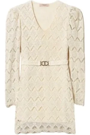 Twin-Set Kjole, Dame, , XS, Bomuld, Kort blonder macramé kjole