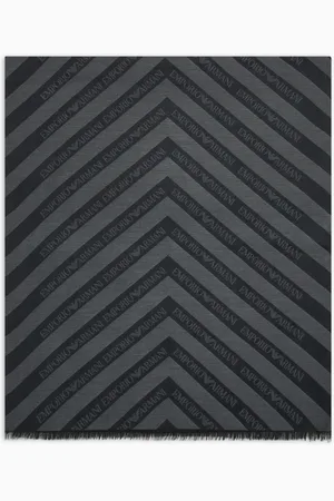 Emporio Armani Tilbehør, Herre, Grå, ONE SIZE, Uld, Diagonalstribet Modal Viskose Tørklæde