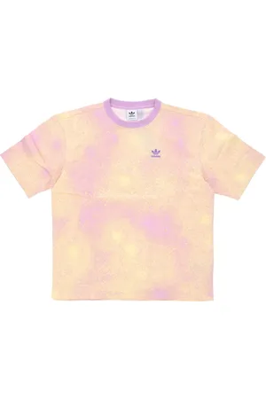 adidas Top, Dame, Flerfarvet, L, Bomuld, Printed Lilac/Yellow Tee