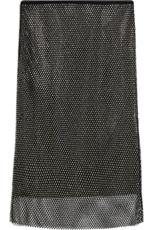 Sportmax Nederdel, Dame, Sort, M, Polyester, Sort sort med rhinsten og fløjlsdetaljer