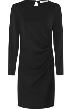 Karen by Simonsen Kjole, Dame, Sort, XS, Polyester, Meteorit Draperet Kort Kjole