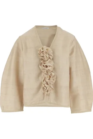 By Malene Birger Bluser & Skjorter, Dame, , S, Ren Silke V-Hals Top med Vide Ærmer
