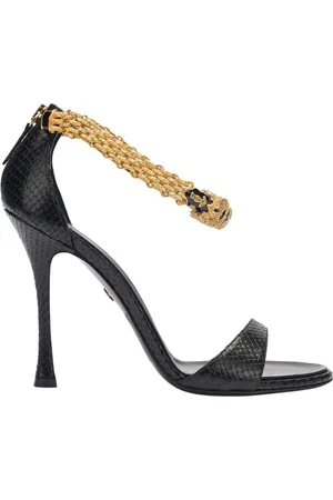 Roberto Cavalli Sko, Dame, Sort, 38 EU, Læder, Tiger Head Metallic Læder Sandaler