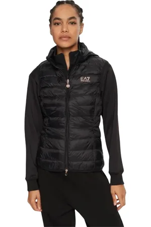 EA7 Jakke, Dame, Sort, L, Polyester, Sort Ærmeløs Jakke