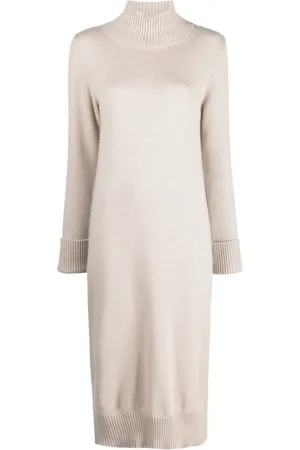 ELEVENTY Kjole, Dame, , XS, Cashmere, Funnel-neck Strikket Midi Kjole