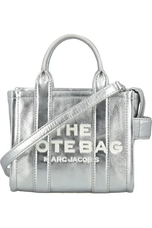 Marc Jacobs Taske, Dame, Grå, ONE SIZE, Uld, Sølv Mini Tote Taske med Runde Håndtag