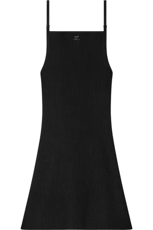 Courrèges Kjole, Dame, Sort, S, Polyester, Ribstrikket Kjole