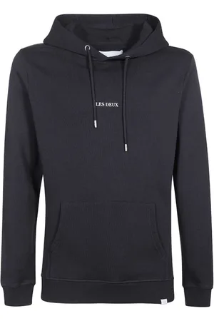 Les Deux Sweathshirts & Hoodies, Herre, Blå, XS, Bomuld, Bomulds Hættetrøje med Ribkanter