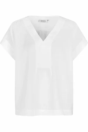 Masai Top, Dame, Hvid, XL, Linned, Hvid Linned Top med Korte Ærmer