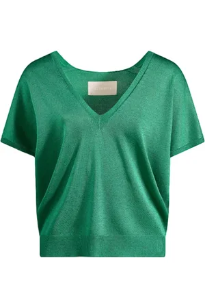 CIRCUS HOTEL Strik, Dame, Grøn, S, Polyester, Mintgrøn Lamé Sweater