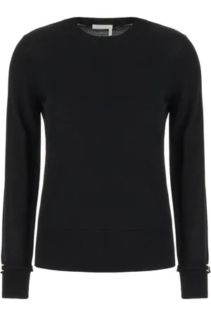 Chloé Strik, Dame, Sort, L, Uld, Crewneck Striktrøje