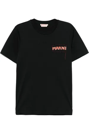 Marni Top, Herre, Sort, L, Bomuld, Sort T-shirt med Logo-print og Rund Hals