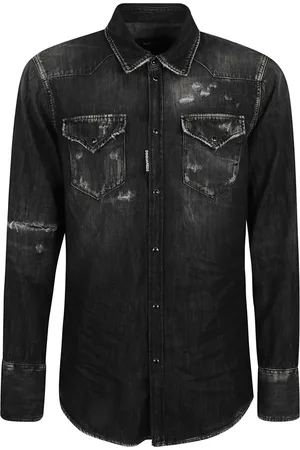 Dsquared2 Skjorte, Herre, Sort, M, Bomuld, Klassisk Western Sort Skjorte