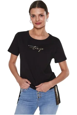 Liu Jo Top, Dame, Sort, 2XS, Bomuld, T-Shirt