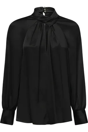 Guess Bluser & Skjorter, Dame, Sort, S, Polyester, Højhalset Bluse Lange Ærmer