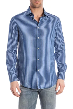Emporio Armani Skjorte, Herre, Blå, XL, Bomuld, Blouses Bluser