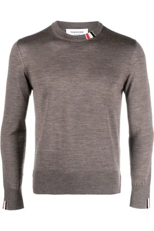 Thom Browne Strik, Herre, Brun, M, Uld, Uldstrikket Jumper