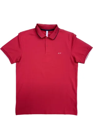 sun68 Top, Herre, Rød, M, Bomuld, Polo Small Stripe on Collar