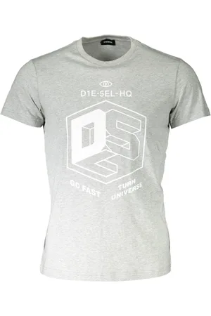 Diesel Top, Herre, Grå, XL, Uld, Stilfuld Grå Rundhals T-shirt