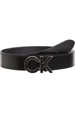Calvin Klein Tilbehør, Dame, Sort, 75 CM, Læder, Re-Lock Inlay Logo Bælte 30mm