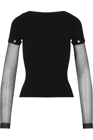 Sportmax Top, Dame, Sort, M, Polyester, Alcide Transparent Sleeves Top