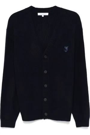 Maison Kitsuné Strik, Herre, Blå, M, Uld, Cardigan