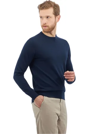Brooks Brothers Strik, Herre, Blå, XL, Uld, Merino Uld Crew-Neck Sweater
