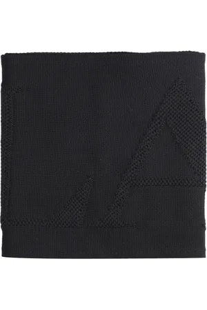 Lanvin Tilbehør, Dame, Sort, ONE SIZE, Uld, Broderet Logo Halstørklæde