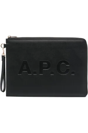 A.P.C. Taske, Dame, Sort, ONE SIZE, Læder, Læder Clutch med Præget Logo