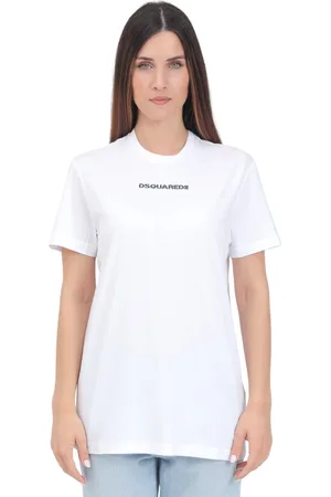 Dsquared2 Top, Dame, Hvid, XS, Bomuld, Hvid Logo T-shirt