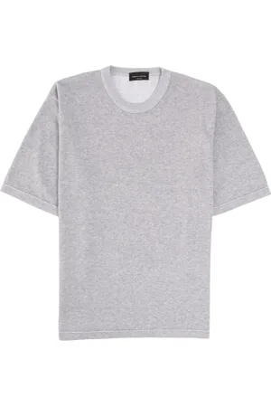 Roberto Collina Top, Herre, Grå, M, Bomuld, Minimalist Strik T-shirt