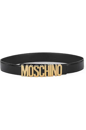Moschino Tilbehør, Dame, Sort, 75 CM, Uld, Sort Læderbælte med Guldspænde