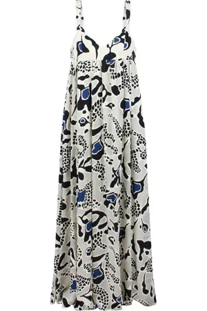 ULLA JOHNSON Kjole, Dame, Flerfarvet, XS, Polyester, Abstrakt Print Sweetheart Neckline Kjole