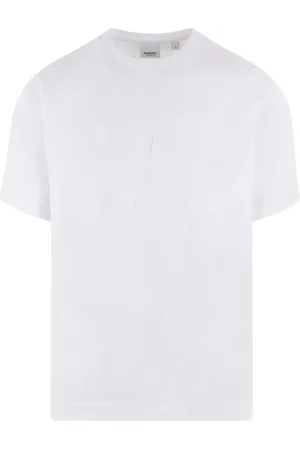 Burberry Top, Herre, Hvid, XL, Bomuld, Hvid Jersey Bomulds T-shirt med Equestrian Teddy Logo