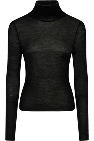 Roberto Cavalli Strik, Dame, Sort, M, Uld, Silke/Uldblanding Turtleneck Sweater