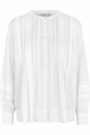 Masai Bluser & Skjorter, Dame, Hvid, XL, Elegant Skjortebluse med Kinakrave