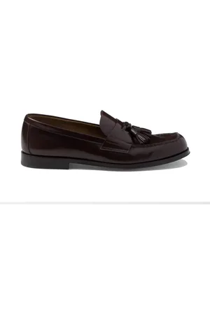 Prada Sko, Herre, Brun, 40 1/2 EU, Læder, Brændt læder loafers med duskedetalje