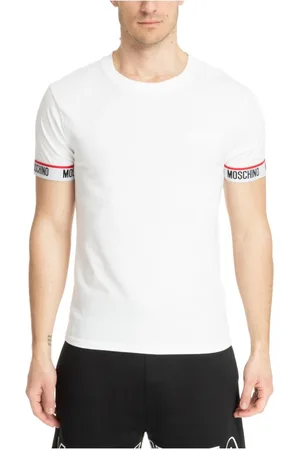 Moschino Top, Herre, Hvid, M, Bomuld, Enkel Logo Undershirt