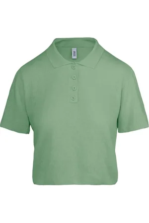 Bomboogie Top, Dame, Grøn, L, Bomuld, Linen Cotton Knit Polo Shirt