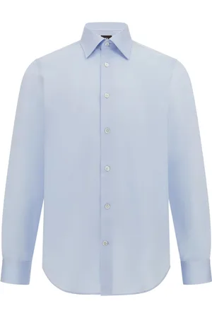 Boggi Milano Skjorte, Herre, Blå, 3XL, Bomuld, Regular Fit Bomuldstwill Skjorte