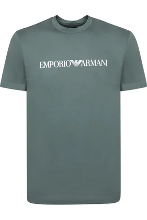 Emporio Armani Top, Herre, Grøn, L, Bomuld, Minimalistisk Logo T-shirt