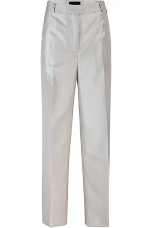 Liu Jo Bukser, Dame, Grå, S, Polyester, Højtaljede Shantung Bukser