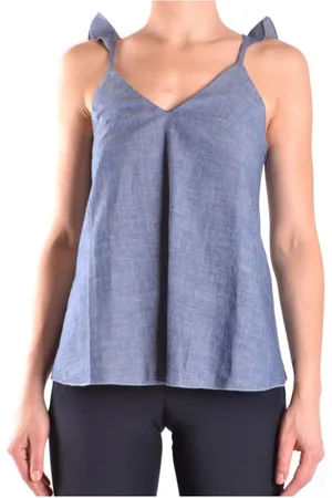 Dondup Top, Dame, Blå, 2XS, Bomuld, Sleeveless Top